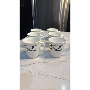 6 Corelle Lyrics Coffee Mugs Cups White Black Band Lines